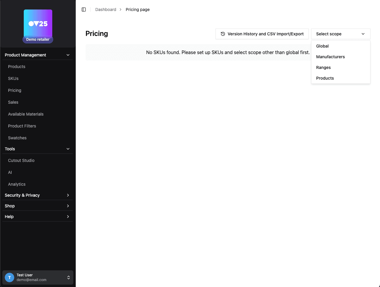 Pricing Dashboard