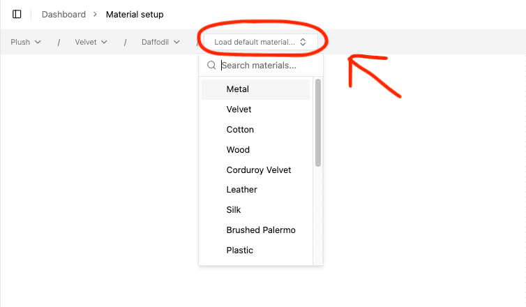 Select a default material