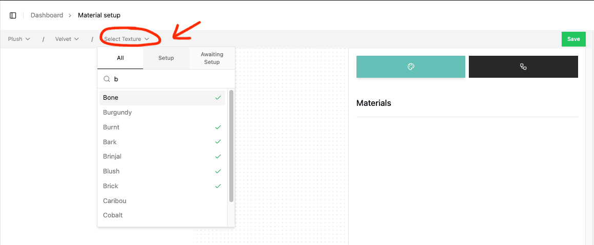 Select material