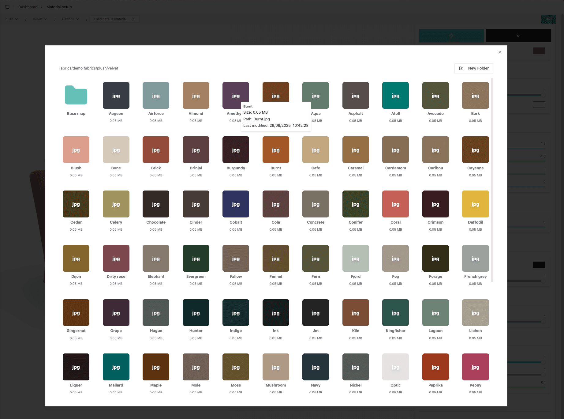 Texture file selector